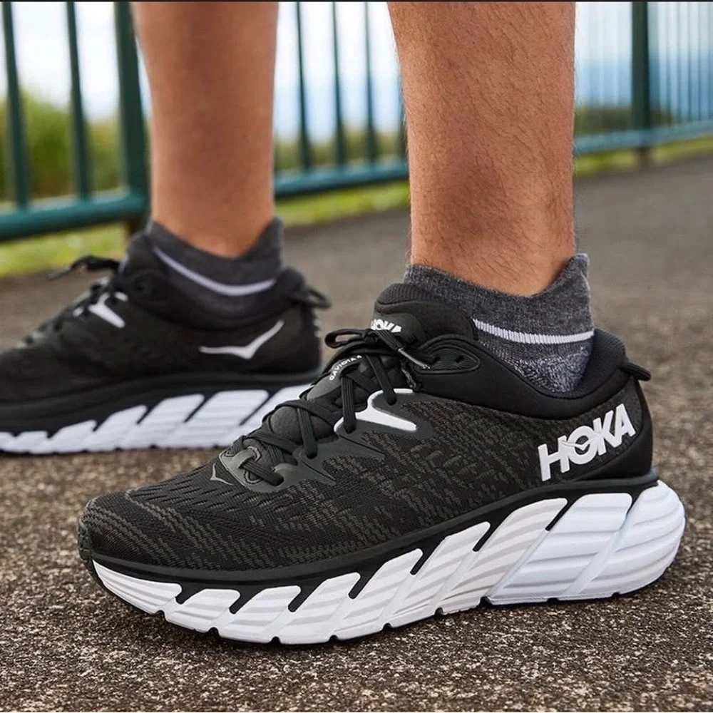 HOKA ONE ONE GAVIOTA 4 Black and White Athletic Shoes - Picture 1 of 9